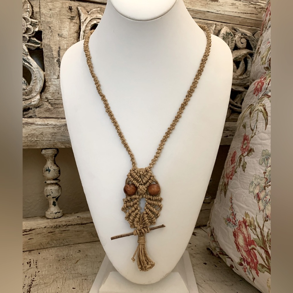 NWT Handmade Crochet Owl Boho Necklace - Picture 3 of 4